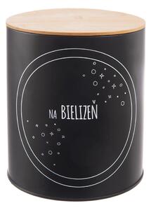 Orion Dóza plechová, černá, s bambusovým víkem, Na bielizeň, 3,3L, SK
