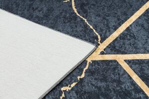 Makro Abra Kusový koberec vhodný k praní ANDRE 1222 Mramor geometrický protiskluzový černý zlatý Rozměr: 160x220 cm