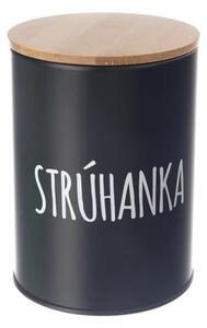 Orion Dóza na potraviny, plechová, černá, s bambusovým víkem, 1,3l, Strúhanka SK