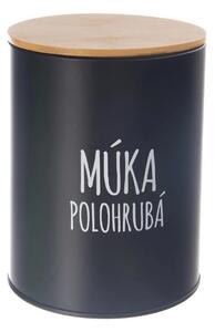 Orion Dóza na potraviny, plechová, černá, s bambusovým víkem, 2,3l, Múka polohrubá SK