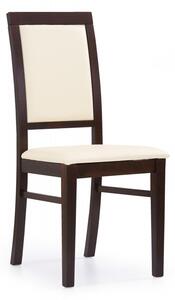 Jídelní židle SYLWEK – masiv, látka, více barev tmavý ořech / krémová
