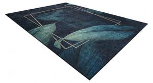 Makro Abra Kusový koberec vhodný k praní ANDRE 1170 Listy stromu protiskluzový modrý Rozměr: 80x150 cm