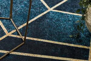 Makro Abra Kusový koberec vhodný k praní ANDRE 1173 Geometrický protiskluzový tyrkysový zlatý Rozměr: 80x150 cm