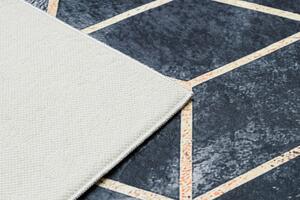 Makro Abra Kusový koberec vhodný k praní ANDRE 1171 Kostky geometrický 3D protiskluzový černý zlatý Rozměr: 80x150 cm