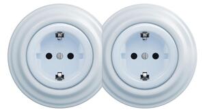 Kliklap - Dvojitá retro zásuvka domovní s rámečkem SCHUKO 230V modrá