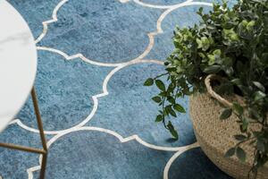 Makro Abra Kusový koberec vhodný k praní ANDRE 1181 Marokánsky vzor geometrický protiskluzový modrý Rozměr: 120x170 cm
