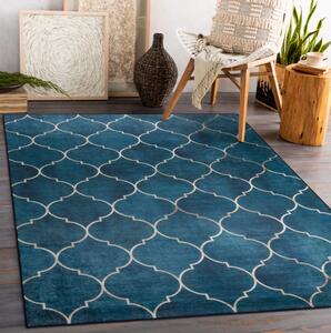 Makro Abra Kusový koberec vhodný k praní ANDRE 1181 Marokánsky vzor geometrický protiskluzový modrý Rozměr: 120x170 cm