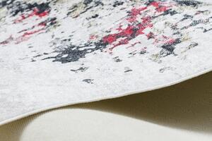 Makro Abra Kusový koberec vhodný k praní ANDRE 1816D Květy abstraktní protiskluzový bílý červený Rozměr: 160x220 cm