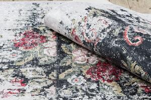 Makro Abra Kusový koberec vhodný k praní ANDRE 1816D Květy abstraktní protiskluzový bílý červený Rozměr: 160x220 cm