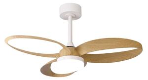 LED stropní ventilátor Infinity v dřevěném dekoru, DC, tichý – Mantra Mantra Iluminación, Infinity, stmívatelné, Dřevo, Obývací pokoj, Plast, Moderní