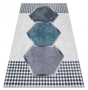 Makro Abra Kusový koberec vhodný k praní ANDRE 1863 Geometrický protiskluzový bílý černý Rozměr: 120x170 cm