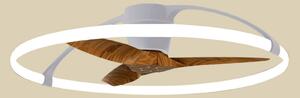 Inteligentní stropní ventilátor LED Nepal, stříbrný/ořech – Mantra Mantra Iluminación, Nepal, stmívatelné, Dřevo, Obývací pokoj, Kov, Moderní