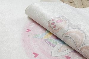 Makro Abra Dětský kusový koberec vhodný k praní BAMBINO 1128 Jednorožec protiskluzový krémový Rozměr: 80x150 cm