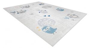 Makro Abra Dětský kusový koberec vhodný k praní BAMBINO 1161 Sovičky protiskluzový šedý Rozměr: 80x150 cm