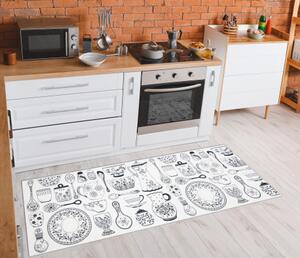 Makro Abra Kusový koberec vhodný k praní ANDRE 1318 Do kuchyně nádobí keramika protiskluzový béžový Rozměr: 80x200 cm