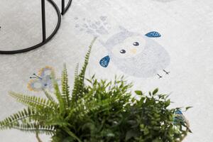 Makro Abra Dětský kusový koberec vhodný k praní BAMBINO 1161 Sovičky protiskluzový šedý Rozměr: 80x150 cm