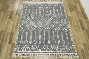 Makro Abra Kusový koberec Karof 2619A 43 Třásně šedý krémový Rozměr: 80x150 cm