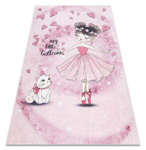 Dywany Luszczow Dětský kusový koberec BAMBINO 2185 pratelný Balerína, kočička, protiskluz, růžový Rozměr koberce: 80 x 150 cm