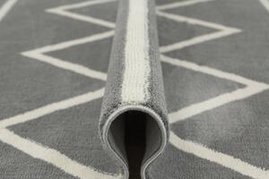 Makro Abra Kusový koberec Karof 6062A 34 Třásně geometrický šedý krémový Rozměr: 80x150 cm