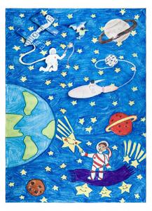 Makro Abra Dětský kusový koberec vhodný k praní BAMBINO 2265 Vesmír kosmonaut raketa hvězdy modrý Rozměr: 120x170 cm