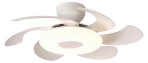LED stropní ventilátor Flower, bílý, tichý stejnosměrný motor, CCT – Mantra Mantra Iluminación, Flower, stmívatelné, Bílá, Obývací pokoj, Plast, Moderní