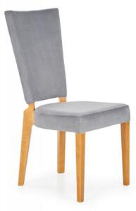 Jídelní židle ROIS – masiv, látka, dub medový / šedá