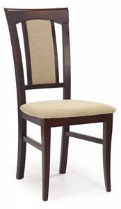 Jídelní židle KONRAD – masiv, látka, více barev tmavý ořech / béžová