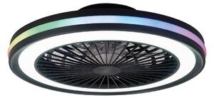 LED stropní ventilátor pro hráče, černý, DC, tichý, CCT RGB – Mantra Mantra Iluminación, Gamer, stmívatelné, Černá, Obývací pokoj, Plast, Moderní