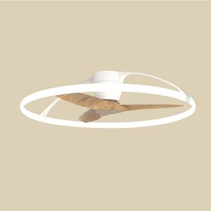 Inteligentní stropní ventilátor LED Nepal, bílý/buk, DC – Mantra Mantra Iluminación, Nepal, stmívatelné, Dřevo, Obývací pokoj, Kov, Moderní