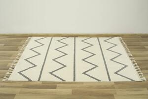Makro Abra Kusový koberec Karof 6062A 43 Třásně geometrický krémový šedý Rozměr: 60x100 cm