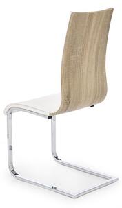 Jídelní židle PITER – ocel, ekokůže, bílá / dub sonoma