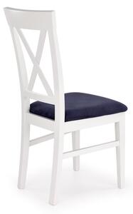 Jídelní židle BERGAMO – masiv, látka, bílá / tmavě modrá