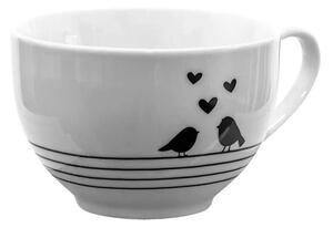 Porcelánový šálek s podšálkem bílý Birds 220 ml (Clayre & Eef)