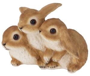 Zahradní figurka z polyresinu Rabbits Trio, 11x17 cm, hnědá