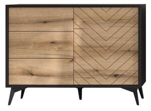 Komoda DIAMOND 104x77x39 cm černá/dub evoke