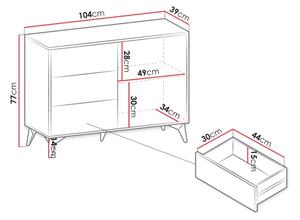 Komoda DIAMOND 104x77x39 cm černá/dub evoke