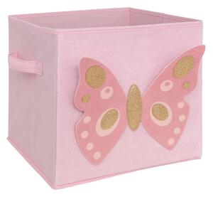 Úložný box Butterfly, 29x29x29 cm, růžová