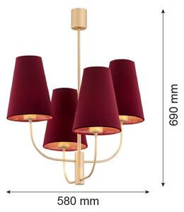 Argon 1827 - Lustr na tyči SAFIANO 4xE27/15W/230V vínová