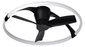 LED stropní ventilátor Nepal Mini, ovládání přes aplikaci, černý/bílý – Mantra Mantra Iluminación, Nepal Mini, stmívatelné, Černá, Obývací pokoj, Kov, Moderní
