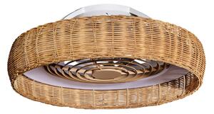 LED stropní ventilátor Kilimanjaro, CCT, ratan – Mantra Mantra Iluminación, Kilimanjaro, stmívatelné, Dřevo, Obývací pokoj, Dřevo