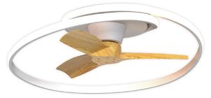LED stropní ventilátor Ocean bílý/dřevo DC tichý CCT – Mantra Mantra Iluminación, Ocean, stmívatelné, Bílá, Obývací pokoj, Plast, Moderní