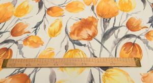 Hotový závěs Sonja, šířka 155cm, smetanový podklad - vzor žlutý tulipán Rozměry: 40 x 40
