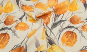 Hotový závěs Sonja, šířka 155cm, smetanový podklad - vzor žlutý tulipán Rozměry: 40 x 40