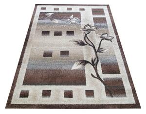 Makro Abra Kusový koberec moderní OTTO 02 Květy hnědý Rozměr: 80x150 cm