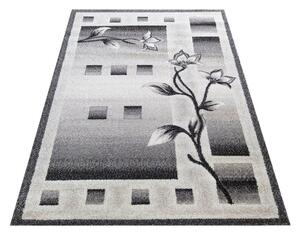 Makro Abra Kusový koberec moderní OTTO 02 Květy šedý Rozměr: 80x150 cm