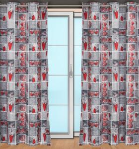 Hotový závěs Sonja, šířka 155cm, smetanový podklad - vzor šedá srdce Rozměry: 40 x 40