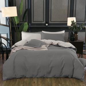 EXTRÉMNÍ SLEVA ! 100% Bavlněné oboustranné povlečení 140×200 cm + 70×90 cm, 7dílný set Tmavě šedá / Světle šedá + PROSTĚRADLO ZDARMA (200×220 cm)