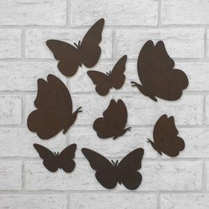 DUBLEZ | Dřevěná nálepka - Motýli na stěnu 8 ks