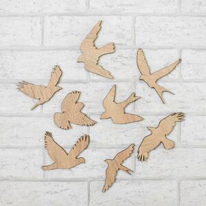 DUBLEZ | Dřevěná samolepka ptáčci na stěnu 8 ks