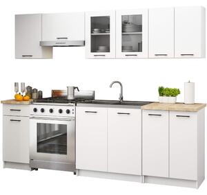 Ak furniture Kuchyňská linka Olivie 2,4 m prosklená dub sonoma/bílá